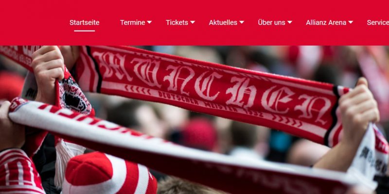 Screenshot der neuen Webseite des Rollwagerl 93 eV-Fanclubs. Auf de Foto sind FC Bayern-Fans mit Schals zu sehen.