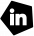 Link zu LinkedIn: schwarzes Fünfeck, innen das Wort "in" in weißer Schrift