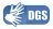 Symbol für deutsche Gebärdensprache. Blauer Hintergrund, davor links zwei Hände und recht DGS als weißer Schriftzug.
