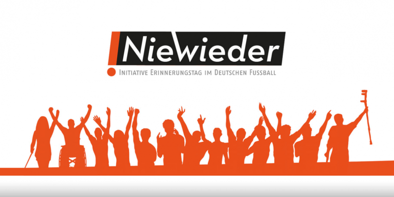 Das "Nie Wieder"-Logo mit einer Menschentraube.