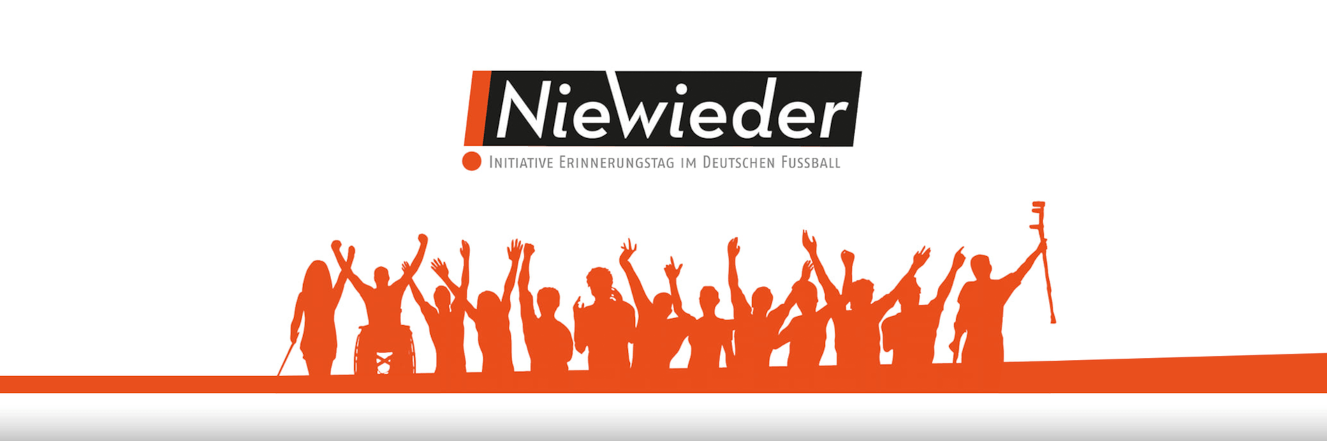 Das "Nie Wieder"-Logo mit einer Menschentraube. 