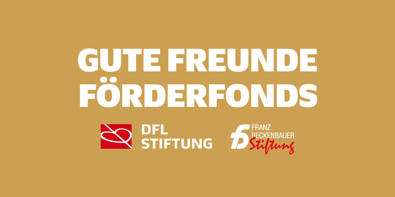 Gute Freunde Förderfonds. Logo DFL-Stiftung und Beckenbauer Stiftung